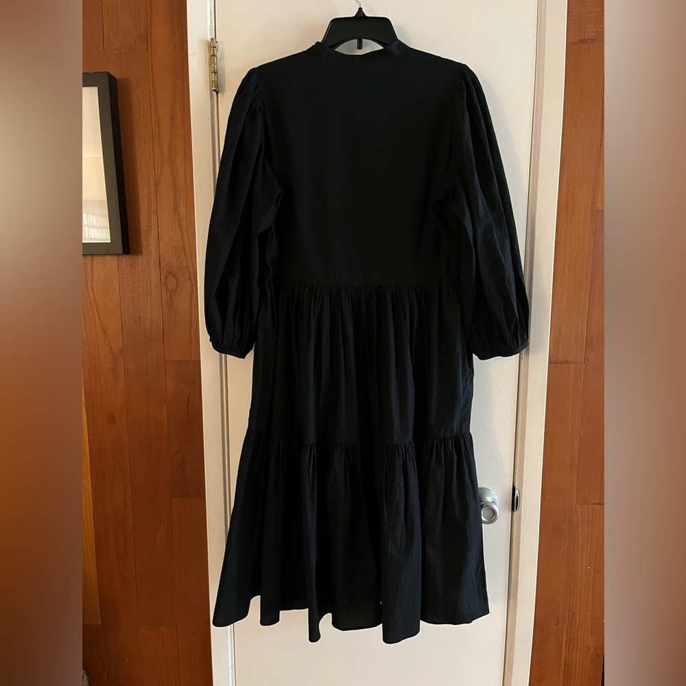 Mille Resort Black Tiered Midi Shirt Dress - Picture 2 of 9